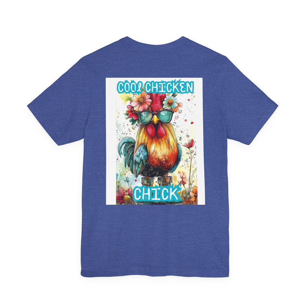 Cool Chicken Chick T-Shirt — Colorful Floral Rooster Graphic Tee