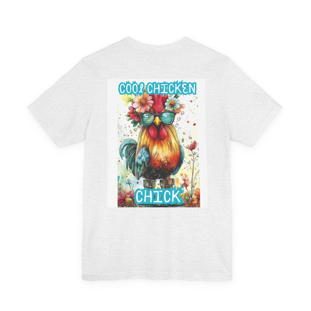 Cool Chicken Chick T-Shirt — Colorful Floral Rooster Graphic Tee