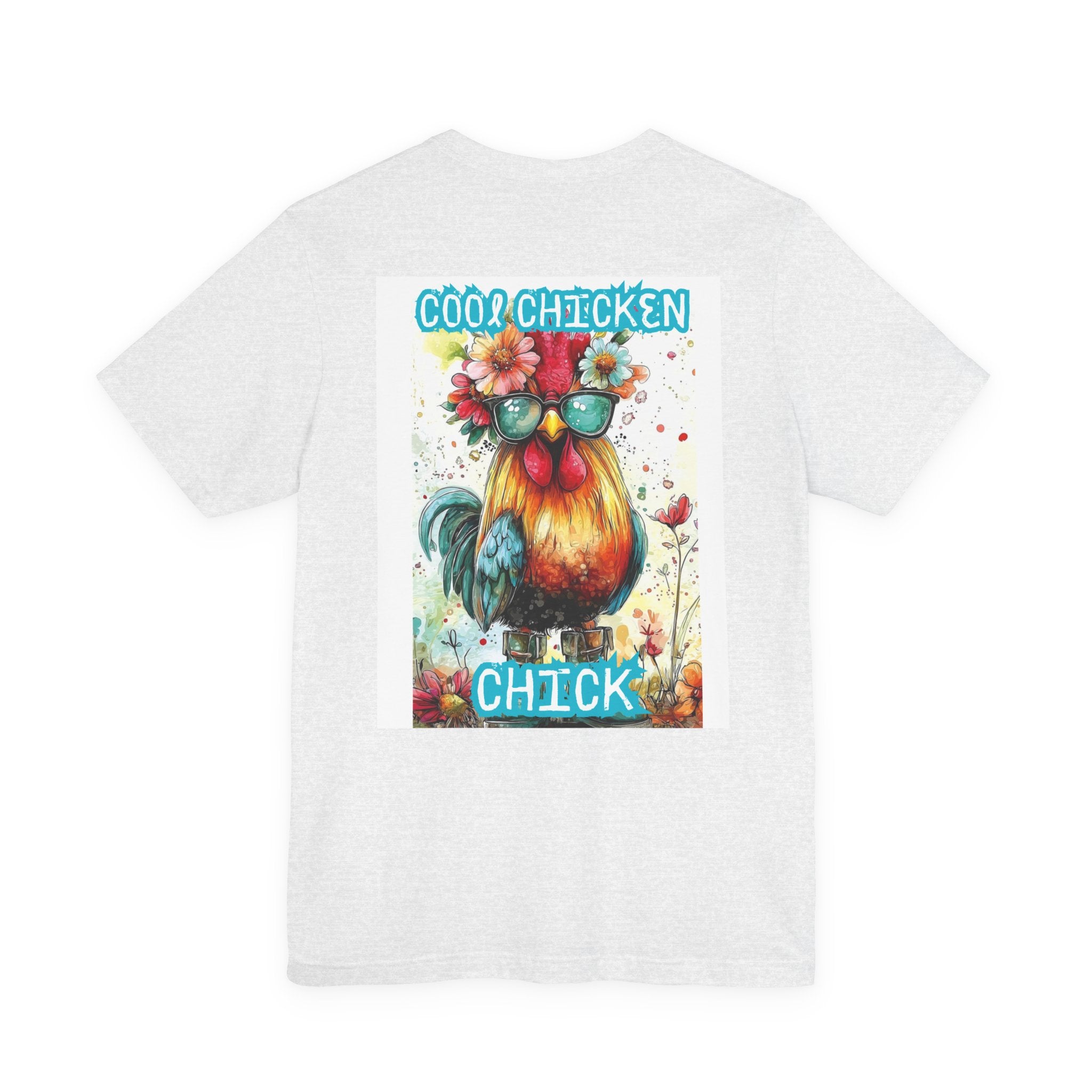 Cool Chicken Chick T-Shirt — Colorful Floral Rooster Graphic Tee