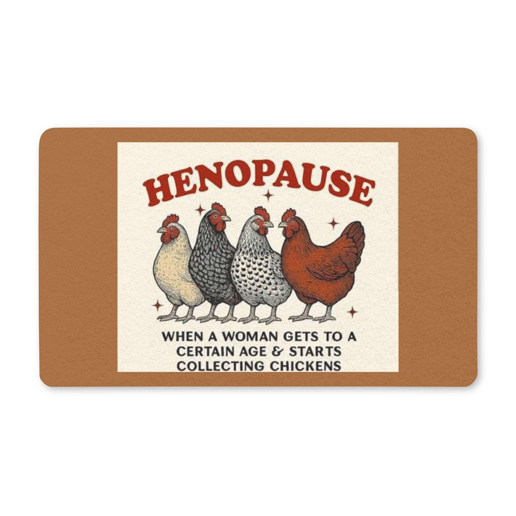 Henopause chicken illustration Polyester Doormat | funny hen graphic, farmhouse welcome mat