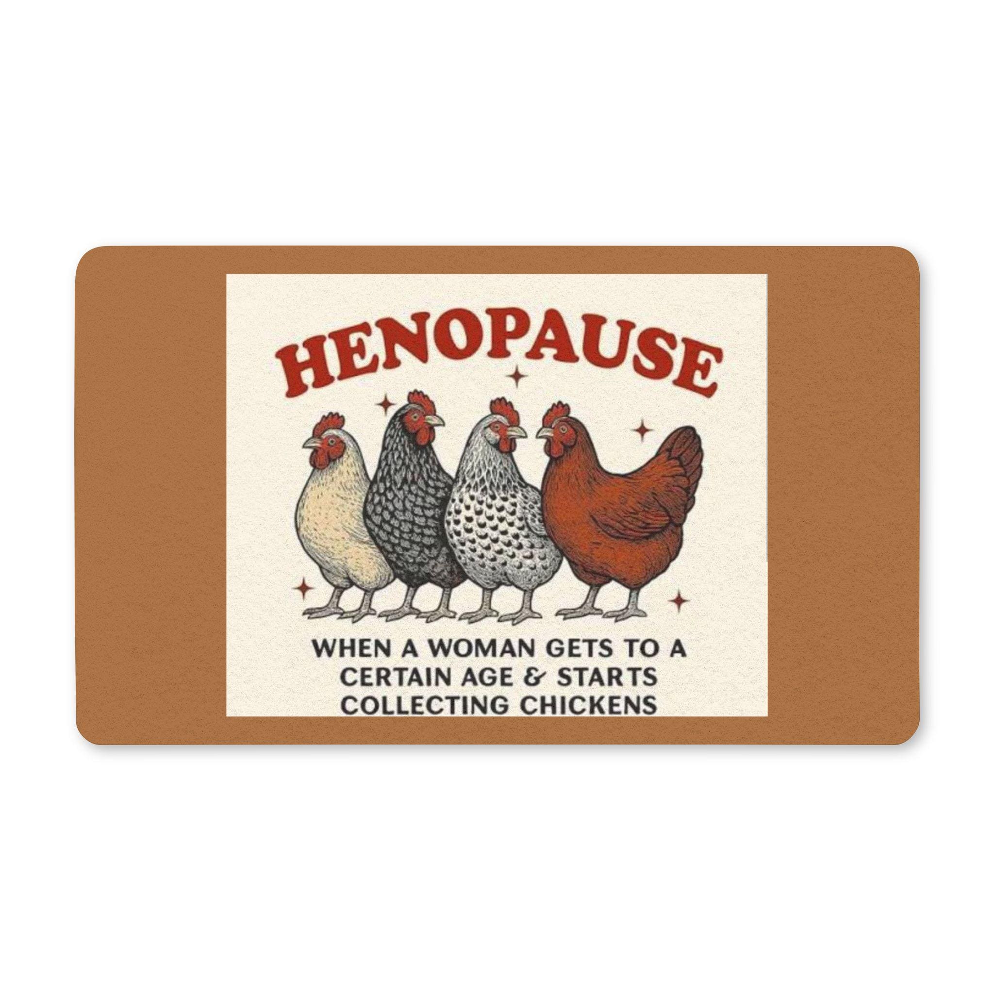 Henopause chicken illustration Polyester Doormat | funny hen graphic, farmhouse welcome mat