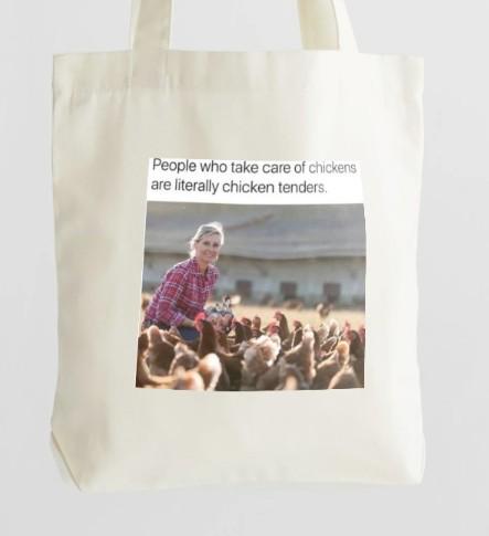 Canvas Chicken Humor Tote Bag