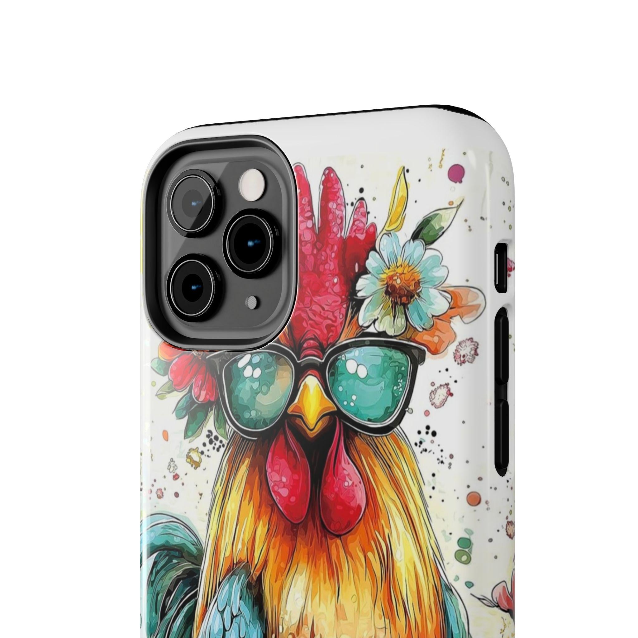 Colorful Chicken with Sunglasses phone case | Tough Phone Cases